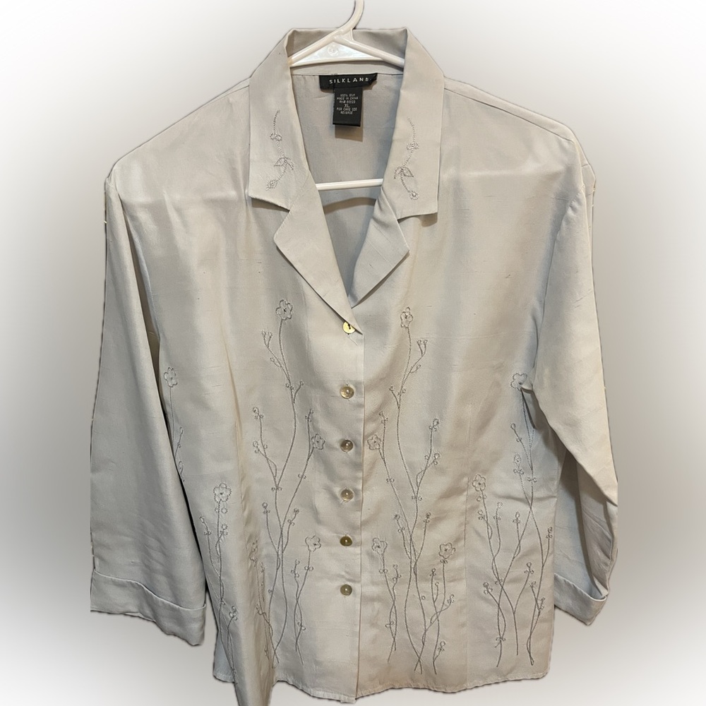 Blue silk blouse